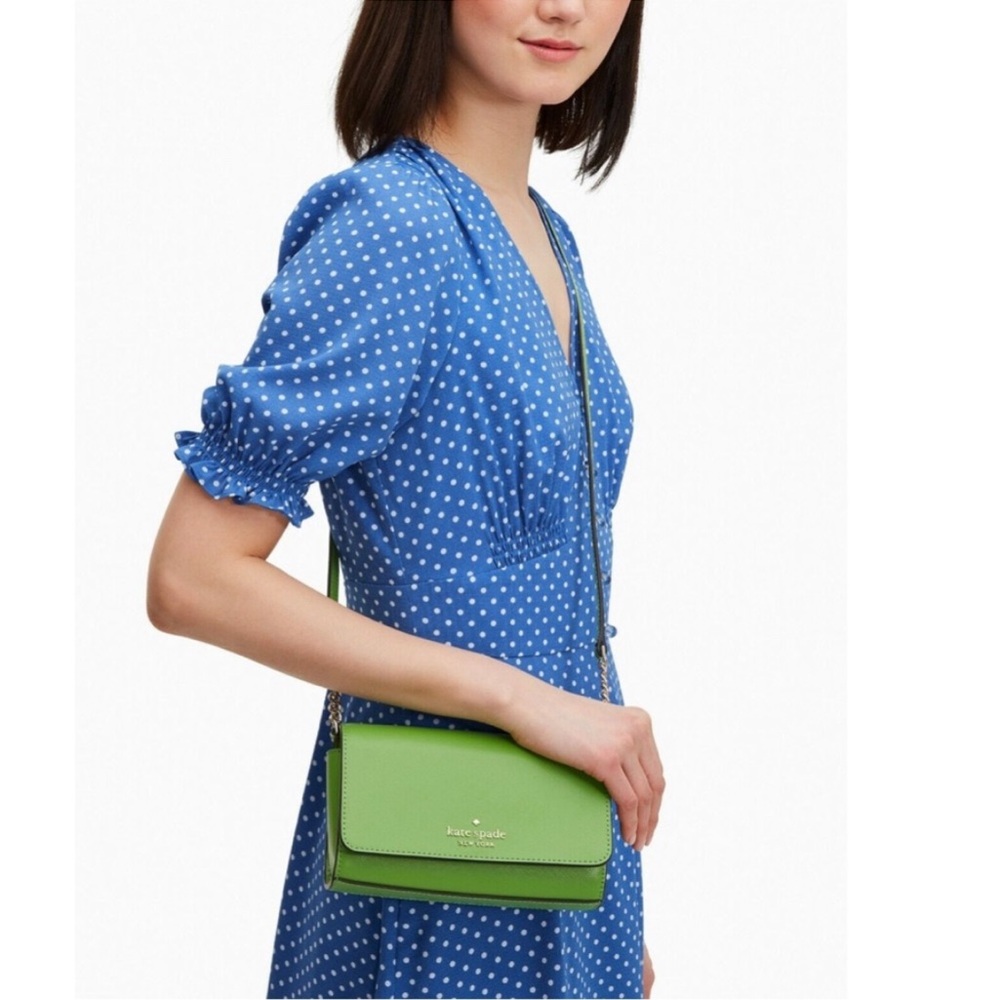 Kate Spade Staci small flap Crossbody Purse Turaco Green- like new
